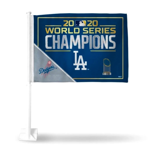 L.A Dodgers 2020 Champs Car Flag set of 2 - Picture 3 of 4